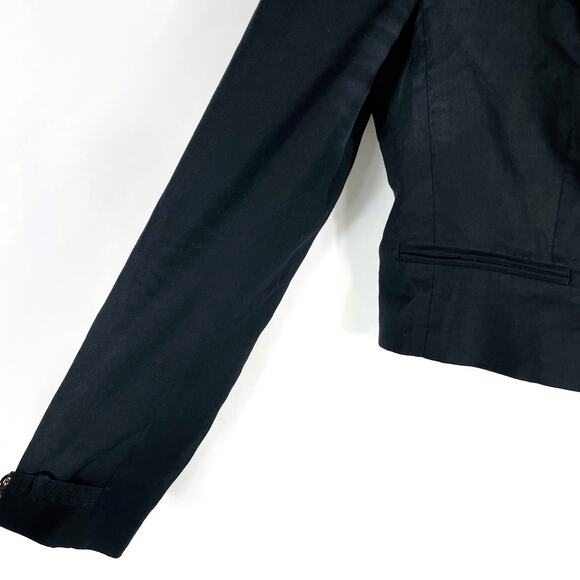 Veronica Beard Girard Cropped Blazer Black One Button Collared Linen Blend Sz 6 - Picture 6 of 13